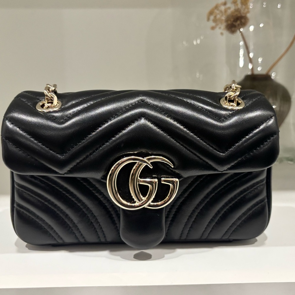 Gucci Marmont 2025-2026 Small Black Lambskin Leather Light Gold Hardware